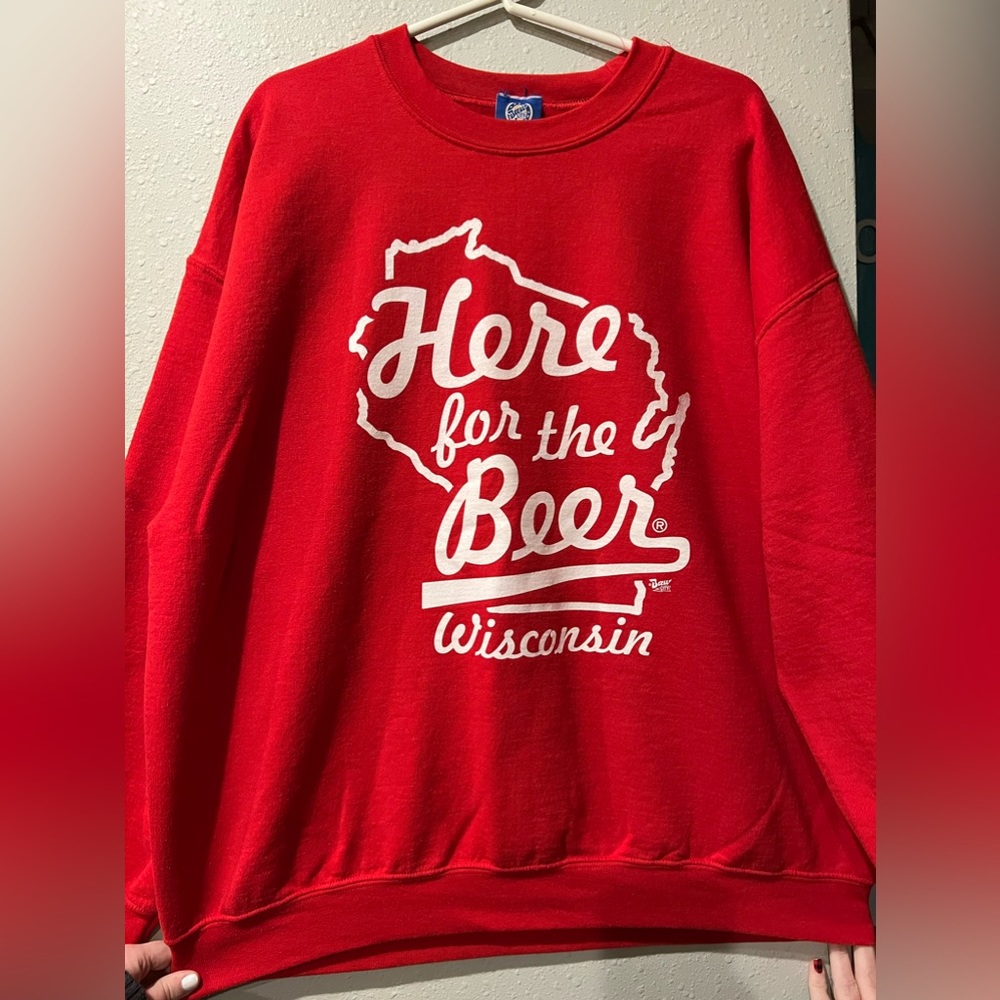 Here For the Beer Wisconsin Crewneck